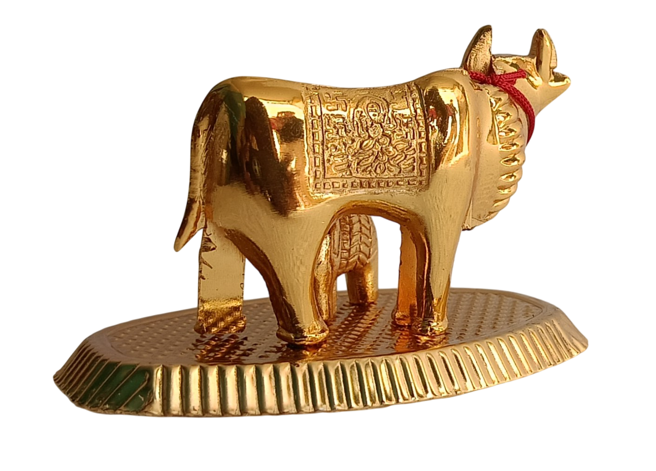 German Silver Cow and Calf Statue – Symbol of Prosperity and Devotion