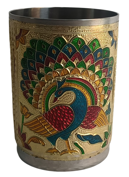 Designer Meenakari Peacock Glass – Royal Multicolor Finish