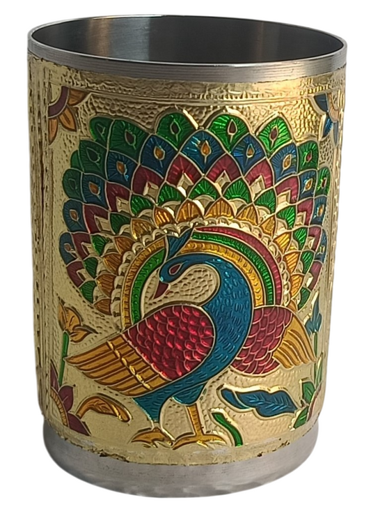Designer Meenakari Peacock Glass – Royal Multicolor Finish