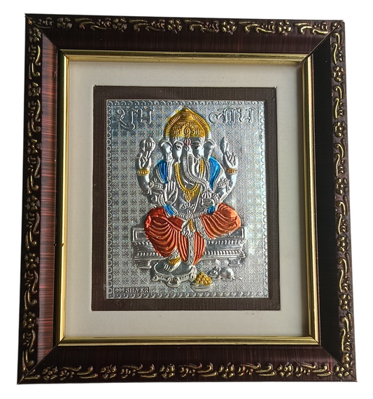 Ganesha Silver Foil Wall Hanging Frame