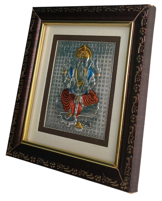 Ganesha Silver Foil Wall Hanging Frame