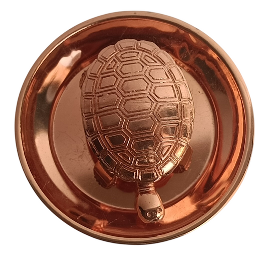 Copper Tortoise with Plate | Vastu Feng Shui Turtle for Wealth & Stability | Decorative Brass Finish Figurine for Home & Office