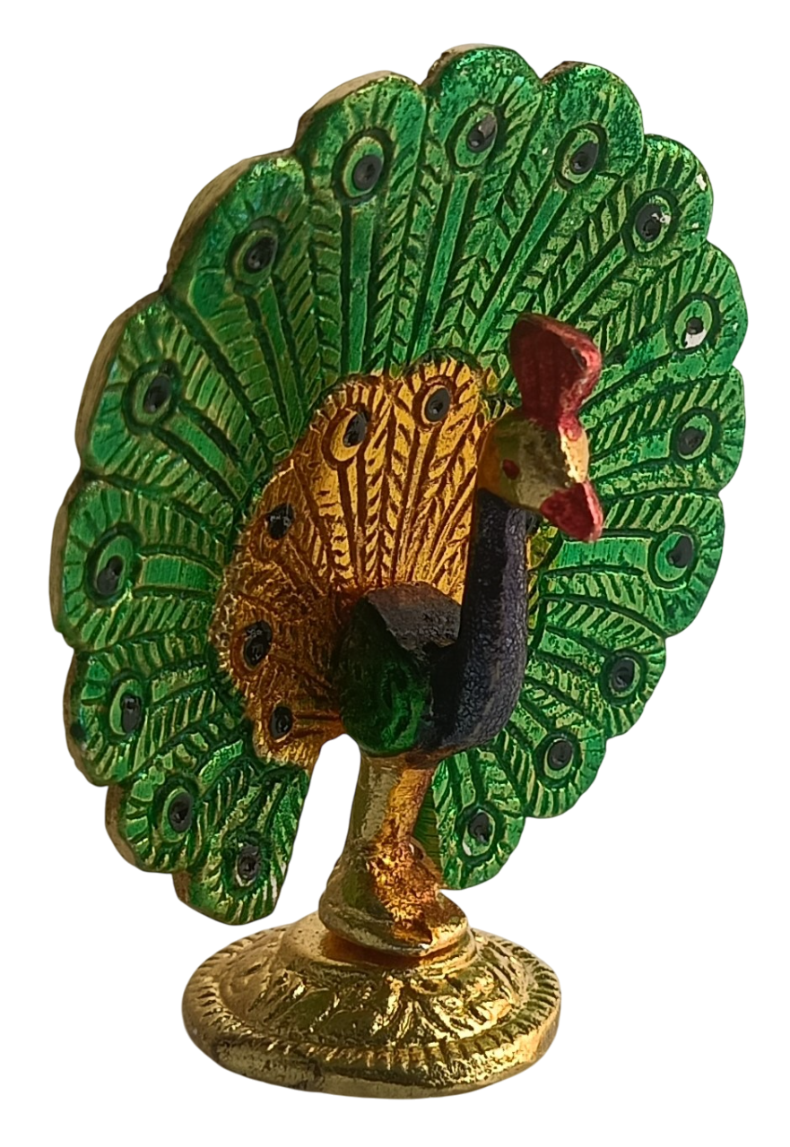 Antique Metal Peacock Statue – Decorative Showpiece for Home and Office Decor