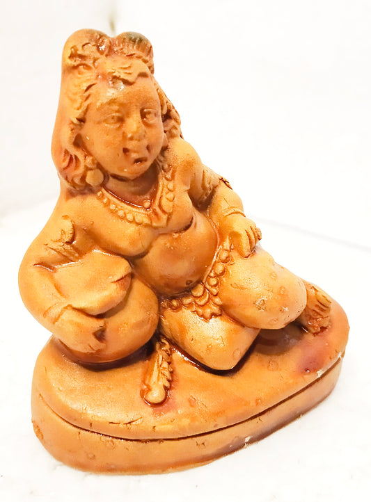 Terracotta Clay Lord Krishna Gopal Statue - Murlidhar/Krishn Kanhiya Idol, Small, Brown