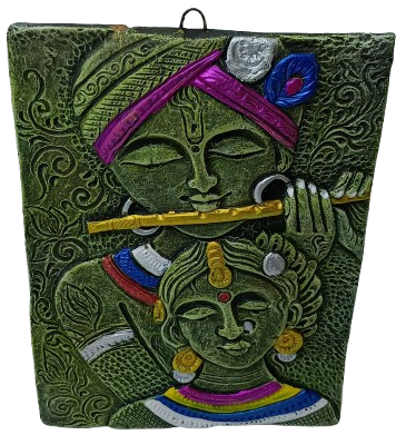 Divine Terracotta Radha Krishna Wall Hanging - Handcrafted Indian Art by Mukherjee Handicrafts