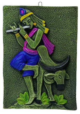 Divine Terracotta Radha Krishna Wall Hanging - Handcrafted Indian Art by Mukherjee Handicrafts