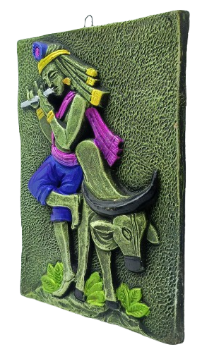 Divine Terracotta Radha Krishna Wall Hanging - Handcrafted Indian Art by Mukherjee Handicrafts