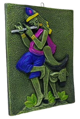 Divine Terracotta Radha Krishna Wall Hanging - Handcrafted Indian Art by Mukherjee Handicrafts