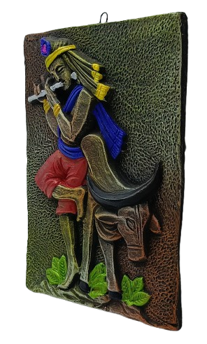 Divine Terracotta Radha Krishna Wall Hanging - Handcrafted Indian Art by Mukherjee Handicrafts