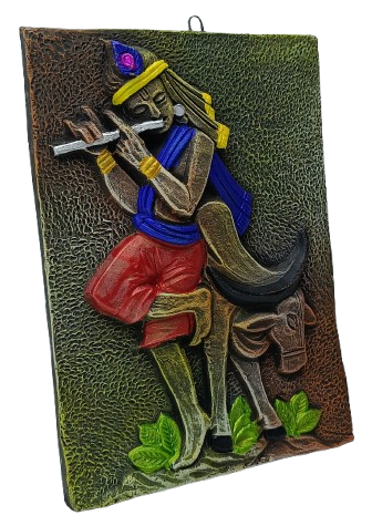 Divine Terracotta Radha Krishna Wall Hanging - Handcrafted Indian Art by Mukherjee Handicrafts