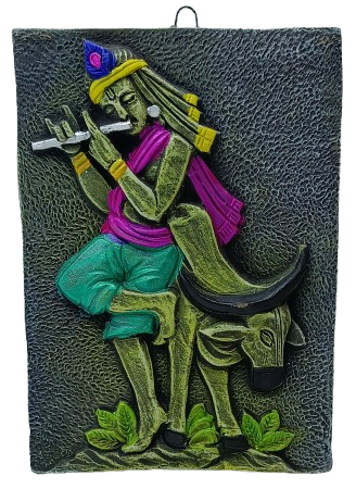 Divine Terracotta Radha Krishna Wall Hanging - Handcrafted Indian Art by Mukherjee Handicrafts