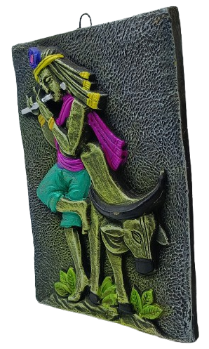 Divine Terracotta Radha Krishna Wall Hanging - Handcrafted Indian Art by Mukherjee Handicrafts
