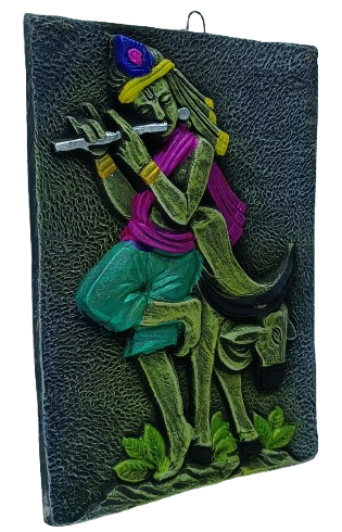 Divine Terracotta Radha Krishna Wall Hanging - Handcrafted Indian Art by Mukherjee Handicrafts