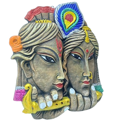 Terracotta Radha Krishna Wall Hanging - Handcrafted Indian Art by Mukherjee Handicrafts