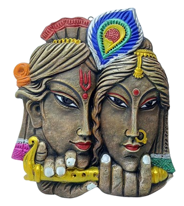 Terracotta Radha Krishna Wall Hanging - Handcrafted Indian Art by Mukherjee Handicrafts