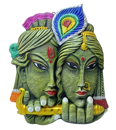 Terracotta Radha Krishna Wall Hanging - Handcrafted Indian Art by Mukherjee Handicrafts