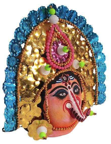 Handcrafted Ganesha Chaunach Mask – Traditional Paper Wall Hanging Decor
