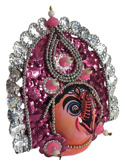 Artistic Ganesha Chaunach Mask – Handmade Paper Craft for Festive Decor