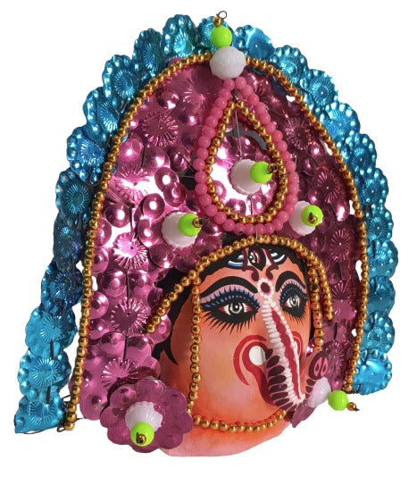 Traditional Ganesha Wall Hanging – Vibrant Handmade Paper Mask