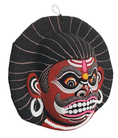 Handmade Paper Mask Wall Hanging – Ethnic Indian Art for Home & Office Décor (22 x 23 cm, Multicolour) Chhau Mask Puruliya West Bengal