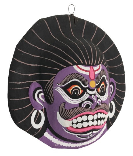 Handmade Paper Mask Wall Hanging – Ethnic Indian Art for Home & Office Décor (22 x 23 cm, Multicolour) Chhau Mask Puruliya West Bengal