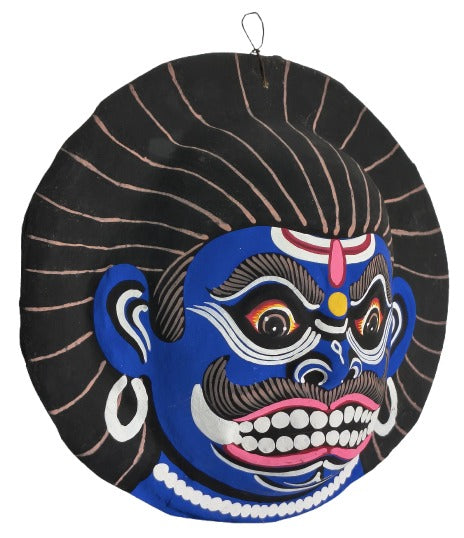 Handcrafted Paper Wall Hanging Mask – Traditional Indian Folk Art Home Décor (22 x 23 cm, Multicolour) Chhau Mask Puruliya West Bengal