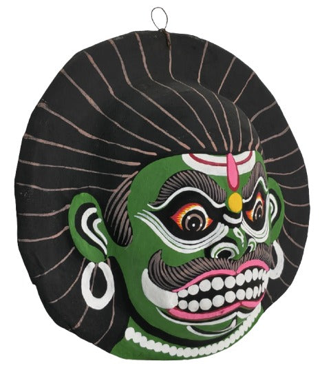 Handcrafted Paper Wall Hanging Mask – Traditional Indian Folk Art Home Décor (22 x 23 cm, Multicolour) Chhau Mask Puruliya West Bengal