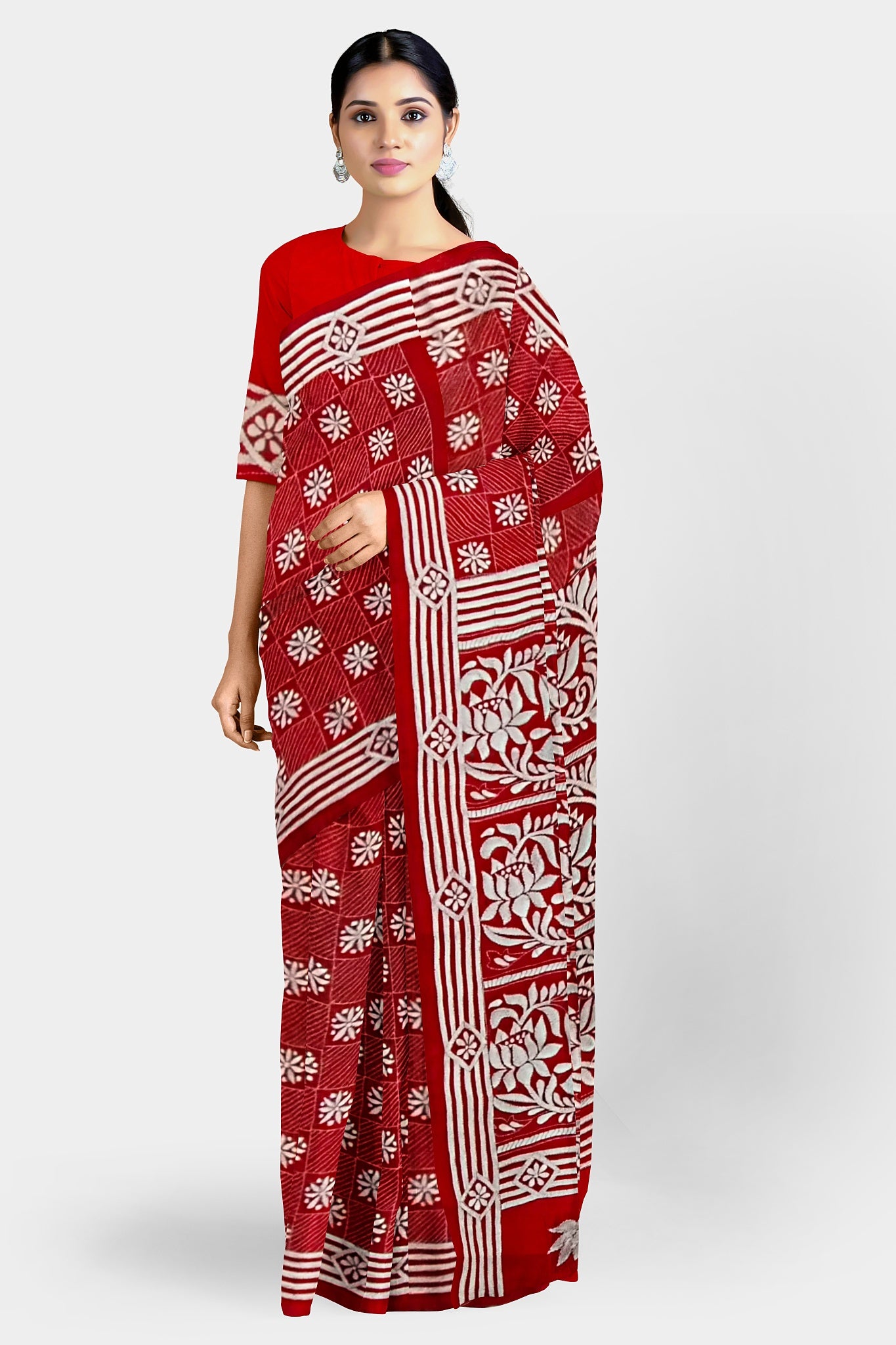 Kantha Stitch: Stylish Blended Silk Saree showcasing Traditional Artistry in Modern Indian Fashion with BP
