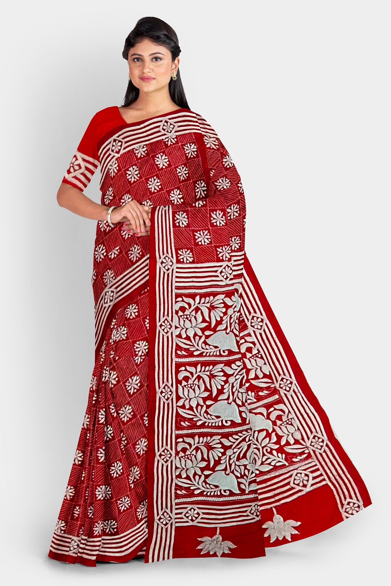 Kantha Stitch: Stylish Blended Silk Saree showcasing Traditional Artistry in Modern Indian Fashion with BP