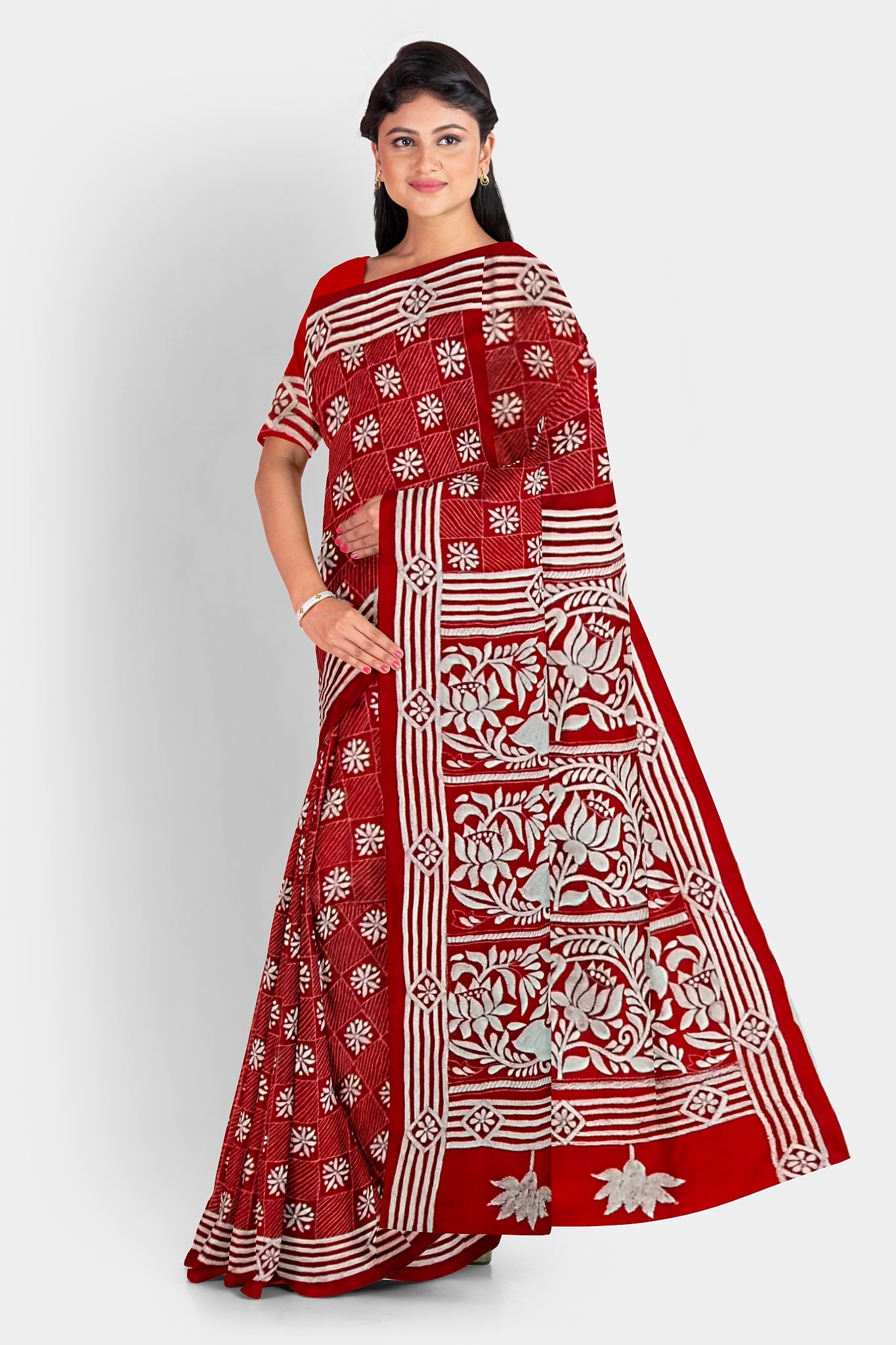 Kantha Stitch: Stylish Blended Silk Saree showcasing Traditional Artistry in Modern Indian Fashion with BP