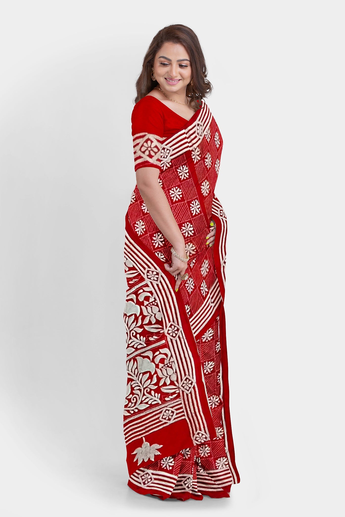 Kantha Stitch: Stylish Blended Silk Saree showcasing Traditional Artistry in Modern Indian Fashion with BP
