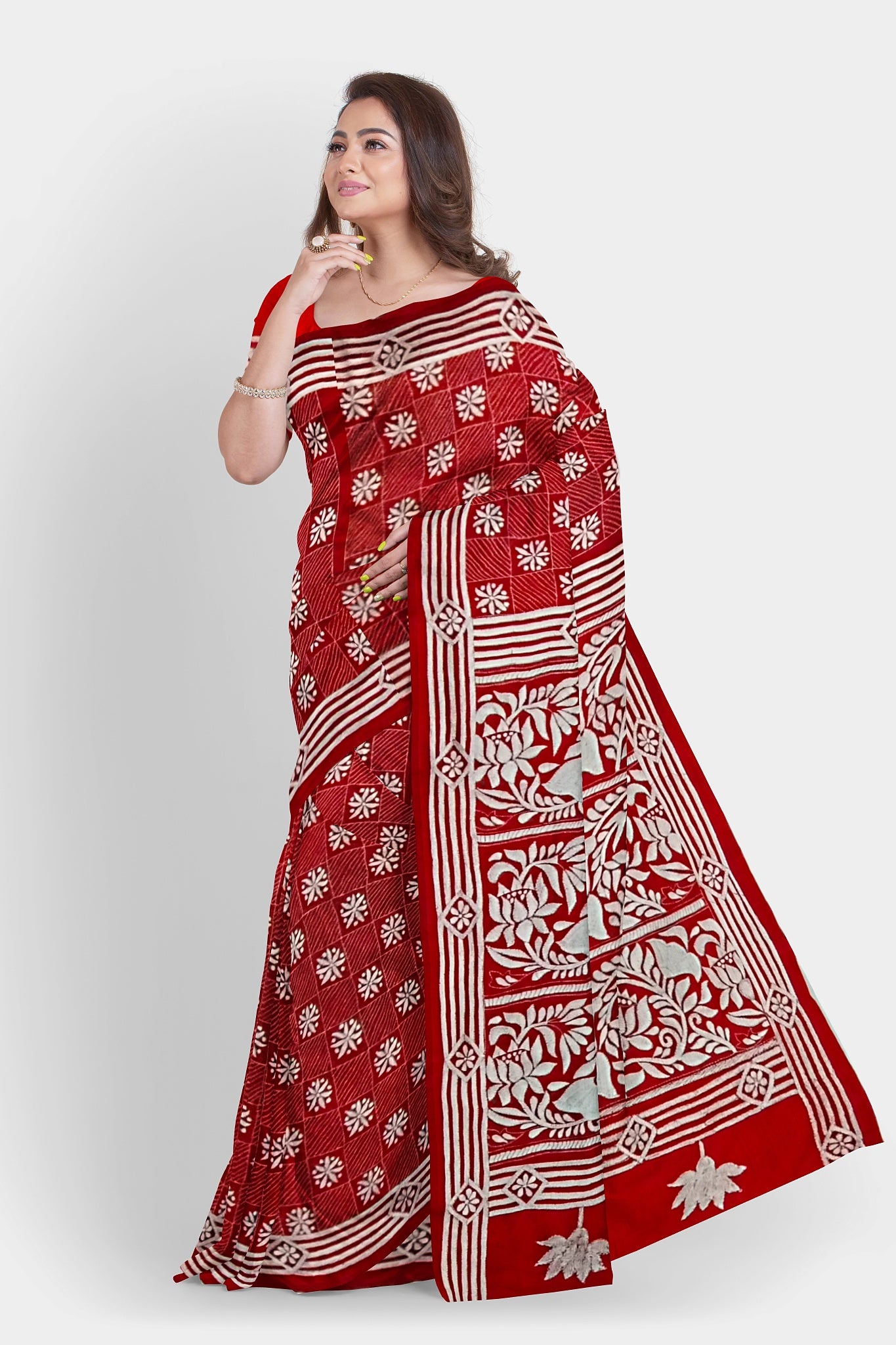 Kantha Stitch: Stylish Blended Silk Saree showcasing Traditional Artistry in Modern Indian Fashion with BP