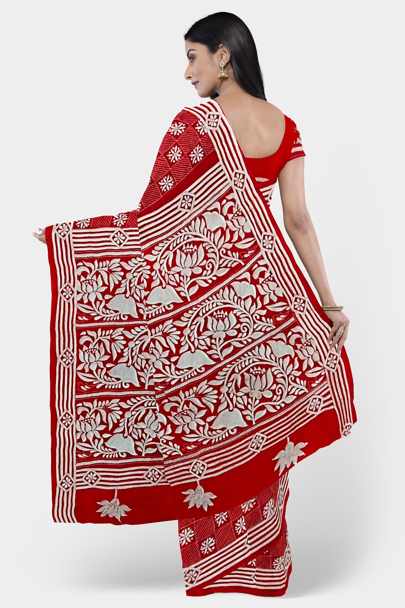 Kantha Stitch: Stylish Blended Silk Saree showcasing Traditional Artistry in Modern Indian Fashion with BP