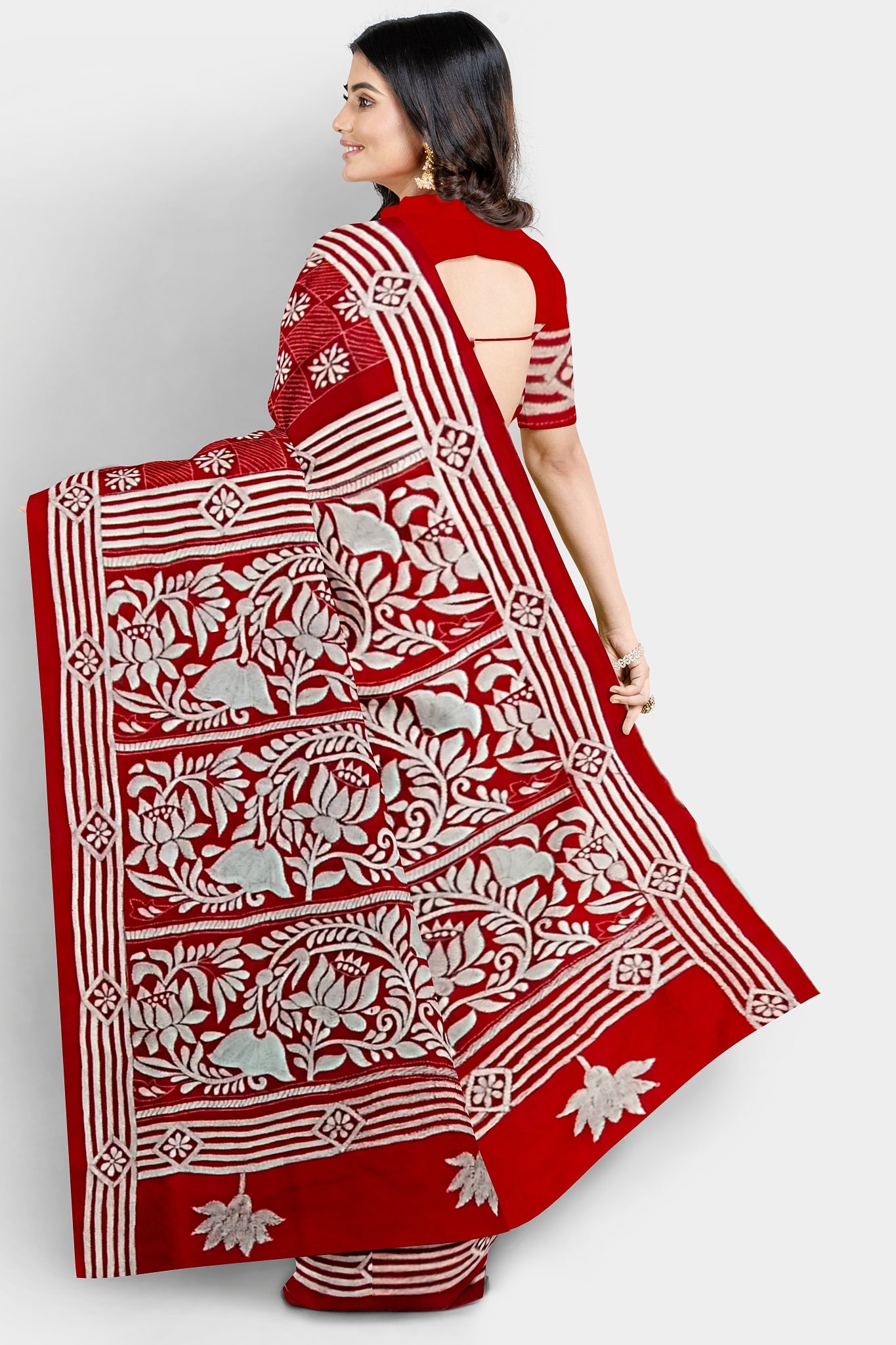 Kantha Stitch: Stylish Blended Silk Saree showcasing Traditional Artistry in Modern Indian Fashion with BP