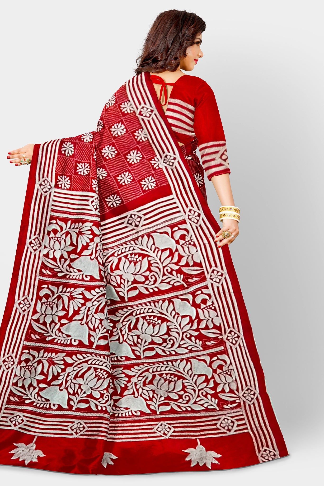 Kantha Stitch: Stylish Blended Silk Saree showcasing Traditional Artistry in Modern Indian Fashion with BP