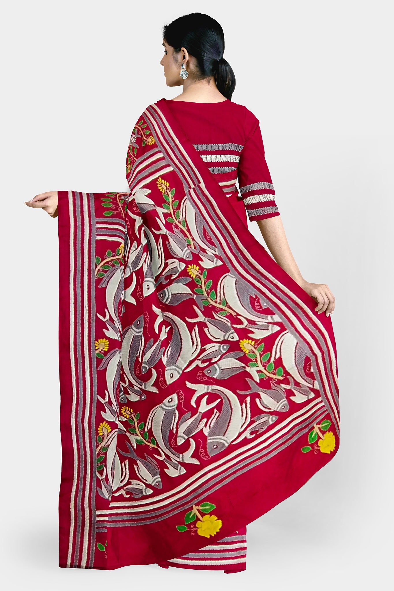 Kantha Stitch: Stylish Blended Silk Saree showcasing Traditional Artistry in Modern Indian Fashion with BP