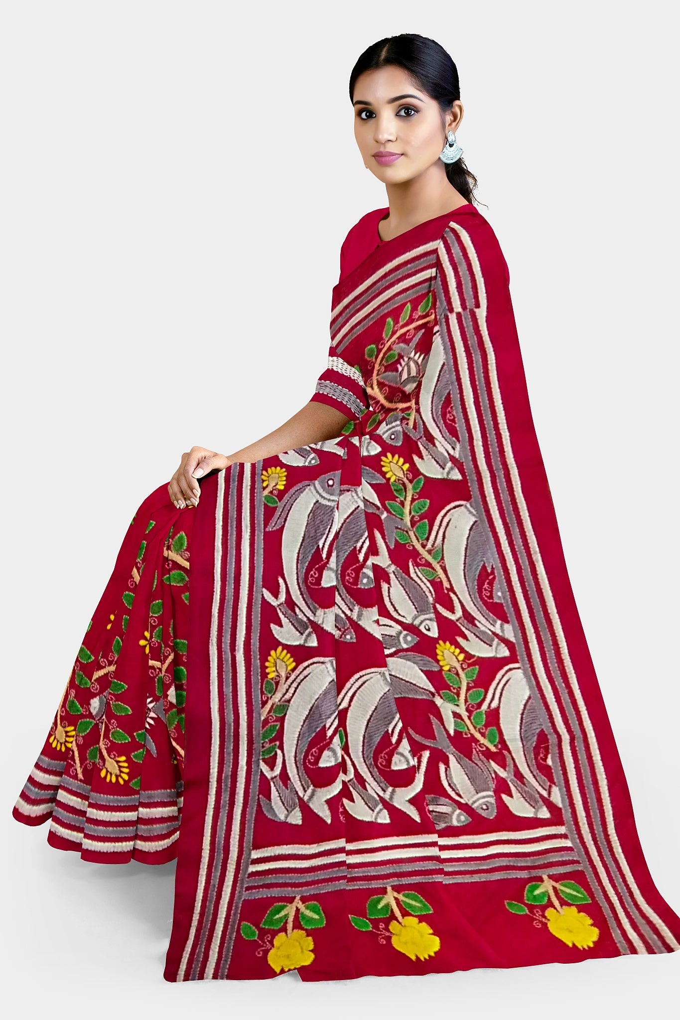 Kantha Stitch: Stylish Blended Silk Saree showcasing Traditional Artistry in Modern Indian Fashion with BP