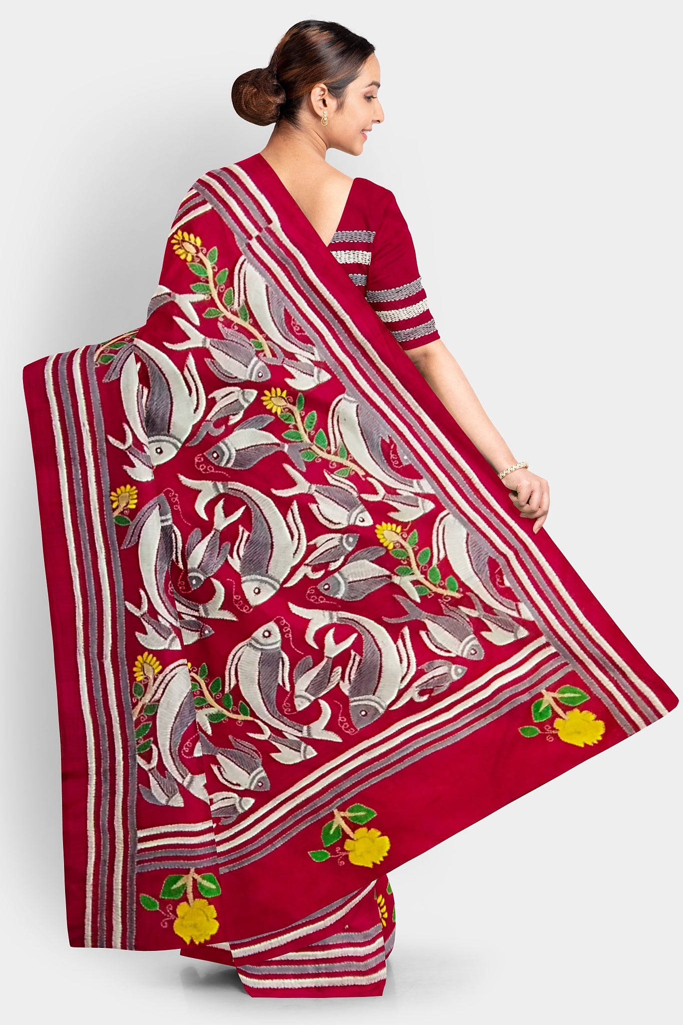 Kantha Stitch: Stylish Blended Silk Saree showcasing Traditional Artistry in Modern Indian Fashion with BP