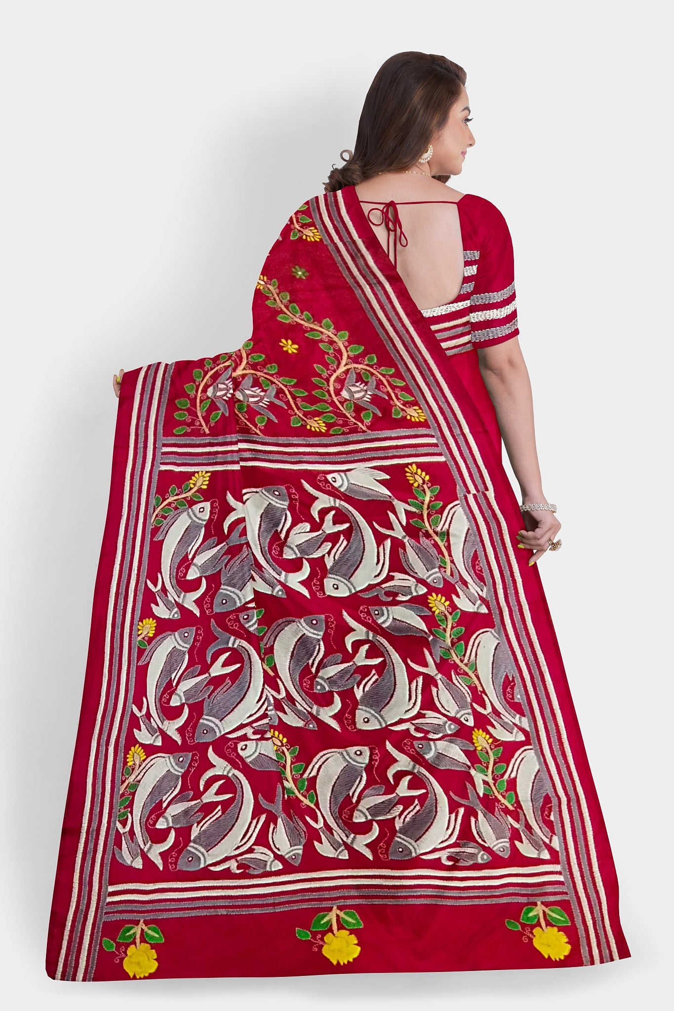 Kantha Stitch: Stylish Blended Silk Saree showcasing Traditional Artistry in Modern Indian Fashion with BP