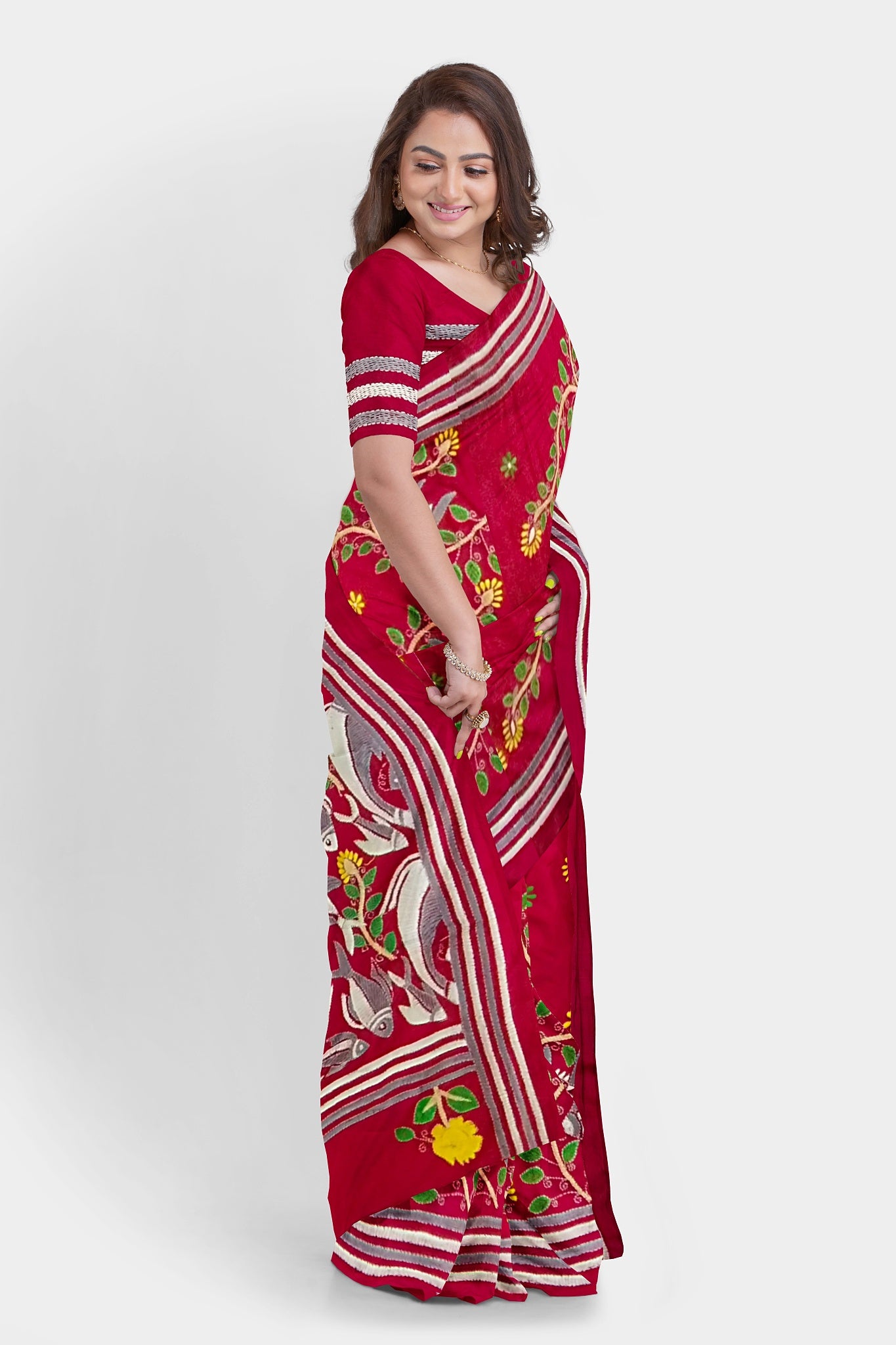 Kantha Stitch: Stylish Blended Silk Saree showcasing Traditional Artistry in Modern Indian Fashion with BP