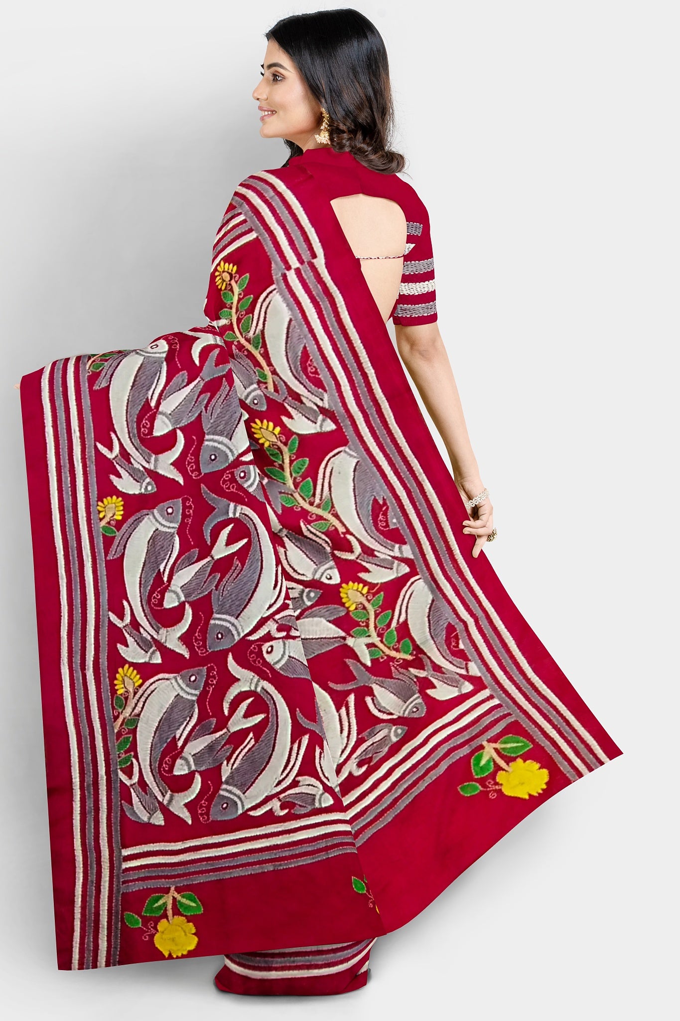 Kantha Stitch: Stylish Blended Silk Saree showcasing Traditional Artistry in Modern Indian Fashion with BP
