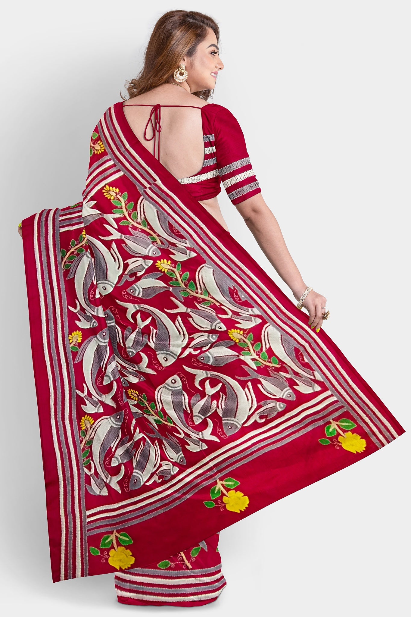 Kantha Stitch: Stylish Blended Silk Saree showcasing Traditional Artistry in Modern Indian Fashion with BP