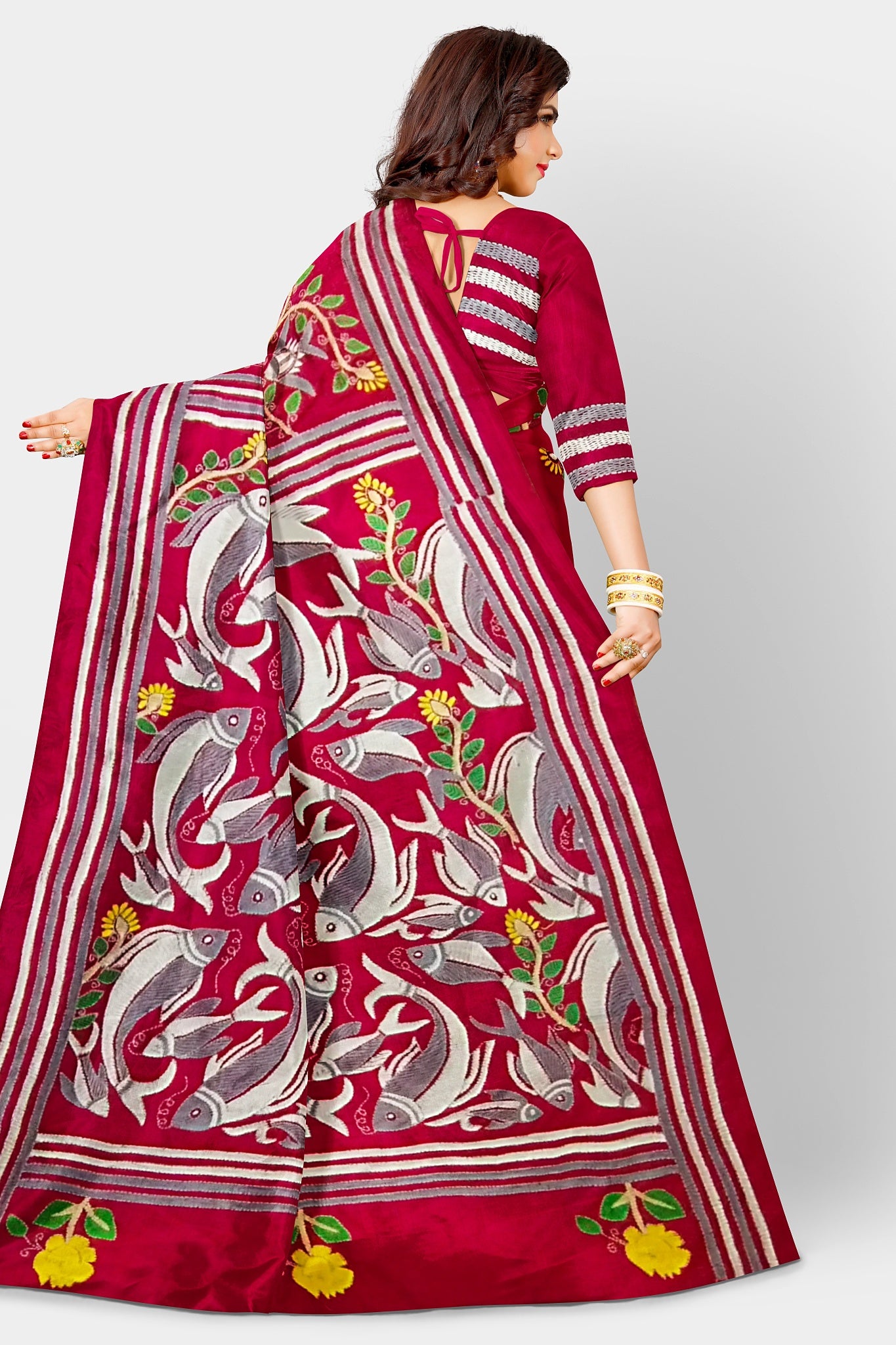 Kantha Stitch: Stylish Blended Silk Saree showcasing Traditional Artistry in Modern Indian Fashion with BP