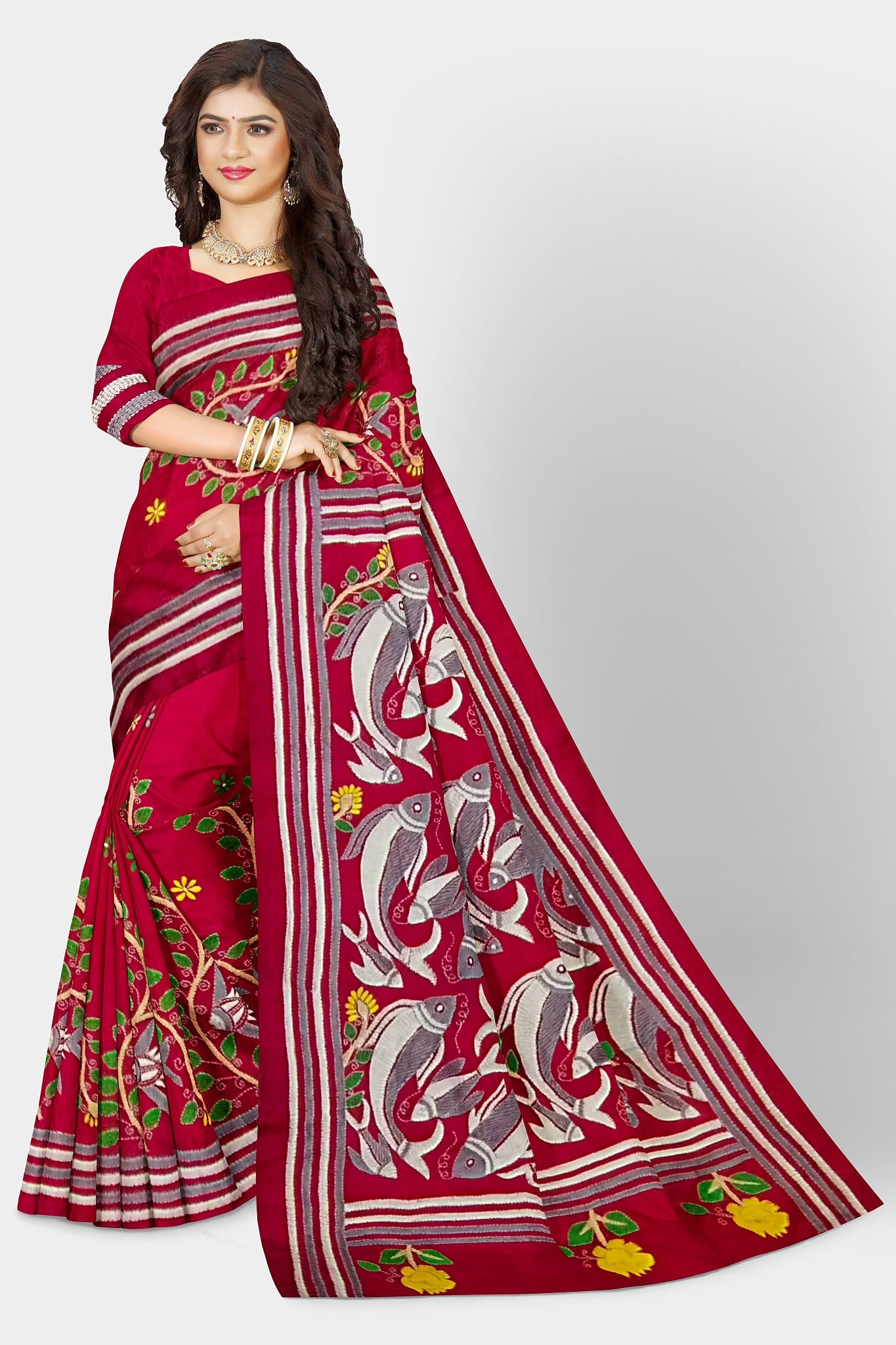 Kantha Stitch: Stylish Blended Silk Saree showcasing Traditional Artistry in Modern Indian Fashion with BP