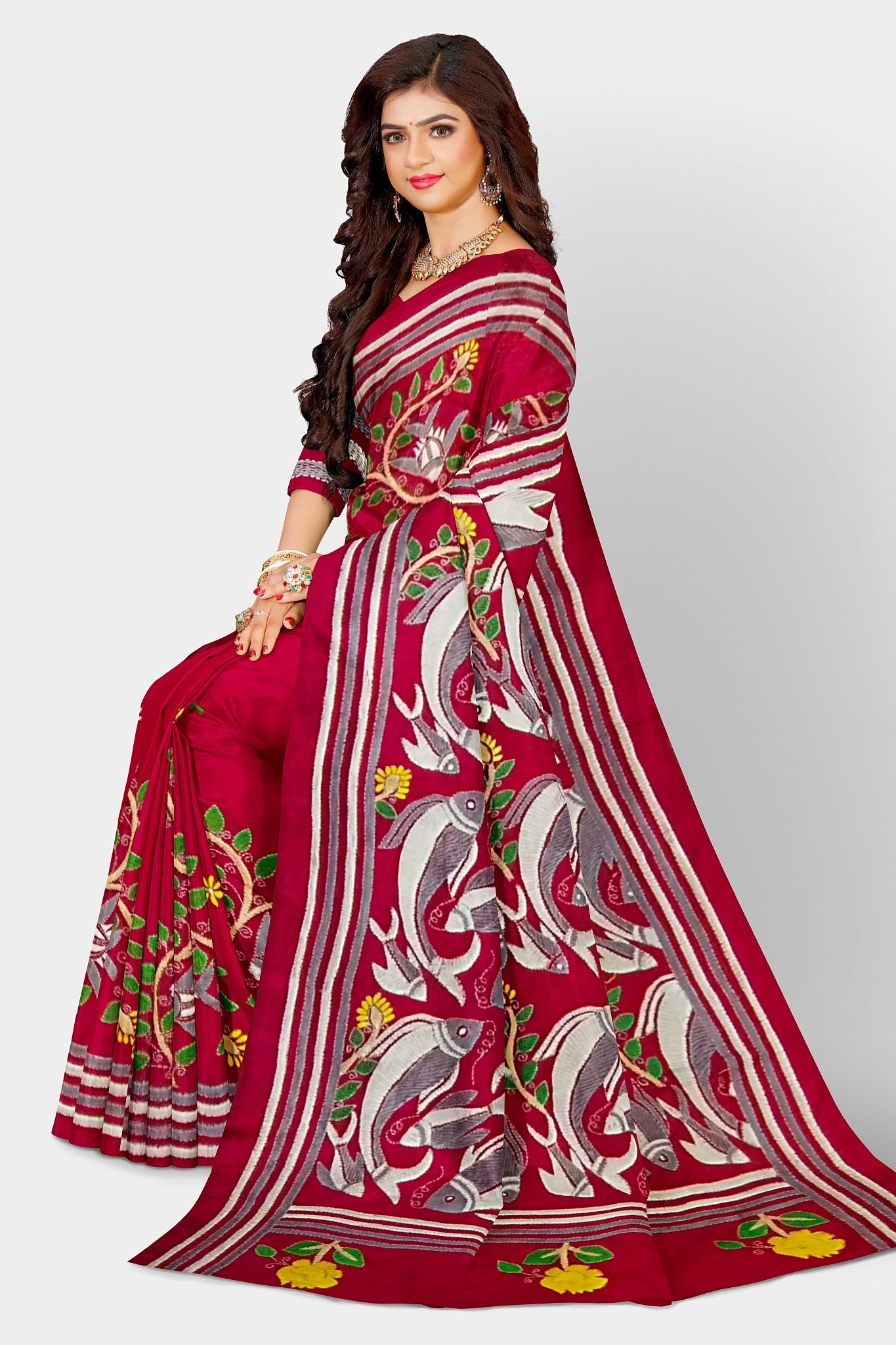 Kantha Stitch: Stylish Blended Silk Saree showcasing Traditional Artistry in Modern Indian Fashion with BP