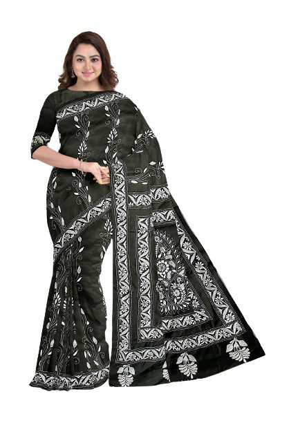 Kantha Stitch: Exclusive Blended Silk Saree with Traditional Craftsmanship and Statement Design With BP