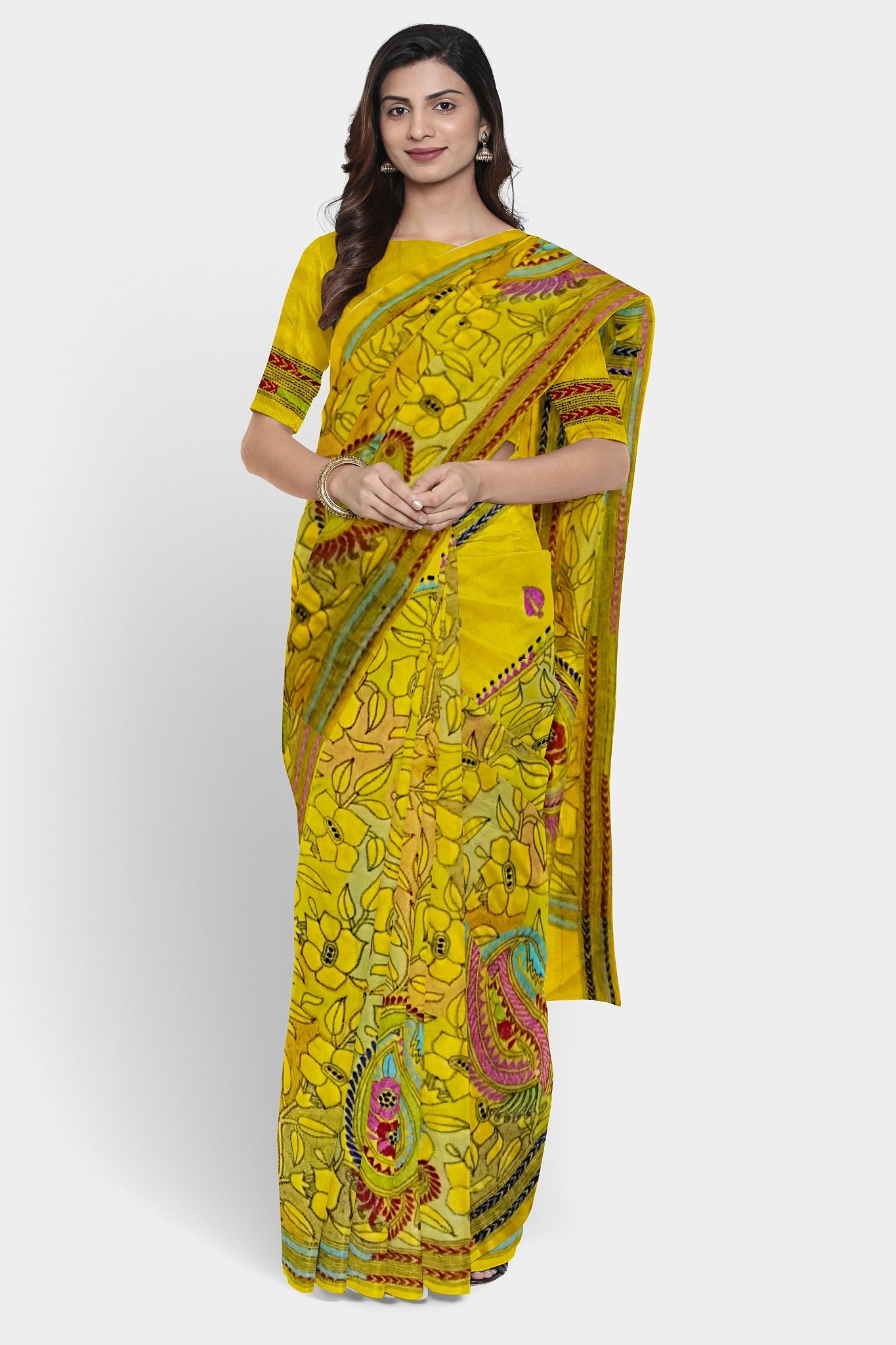 Kantha Stitch: Stylish Blended Silk Saree showcasing Traditional Artistry in Modern Indian Fashion With BP