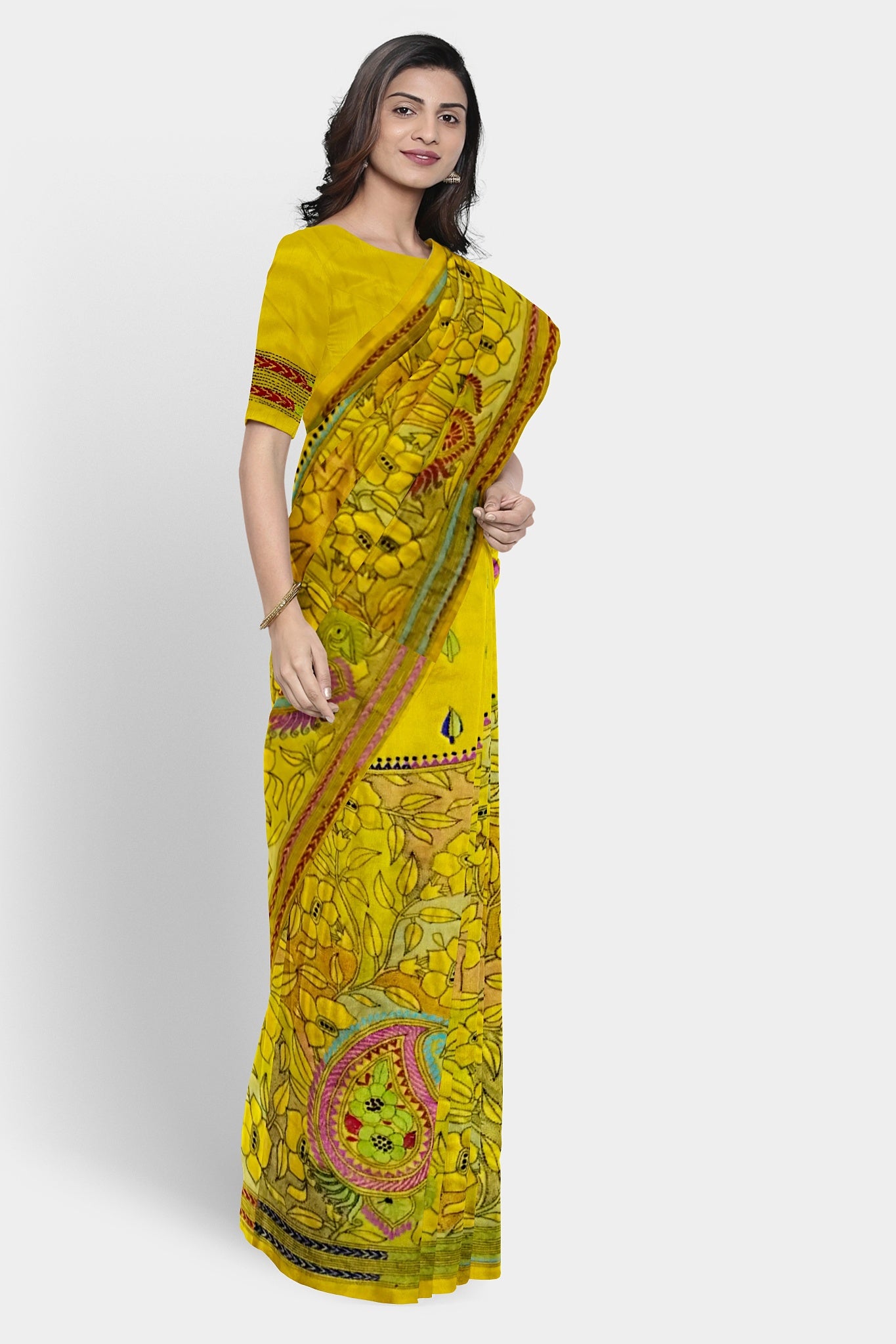 Kantha Stitch: Stylish Blended Silk Saree showcasing Traditional Artistry in Modern Indian Fashion With BP