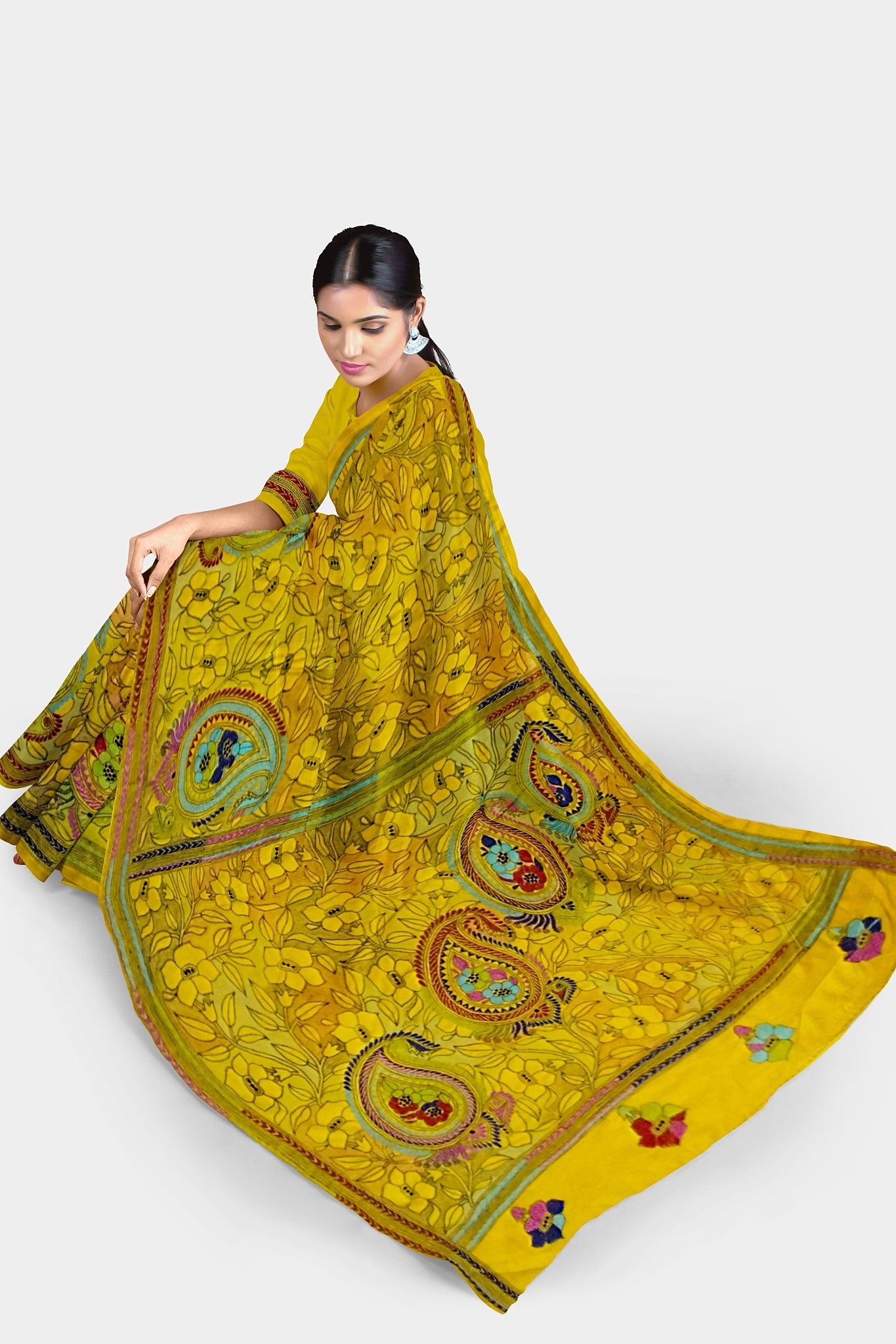 Kantha Stitch: Stylish Blended Silk Saree showcasing Traditional Artistry in Modern Indian Fashion With BP