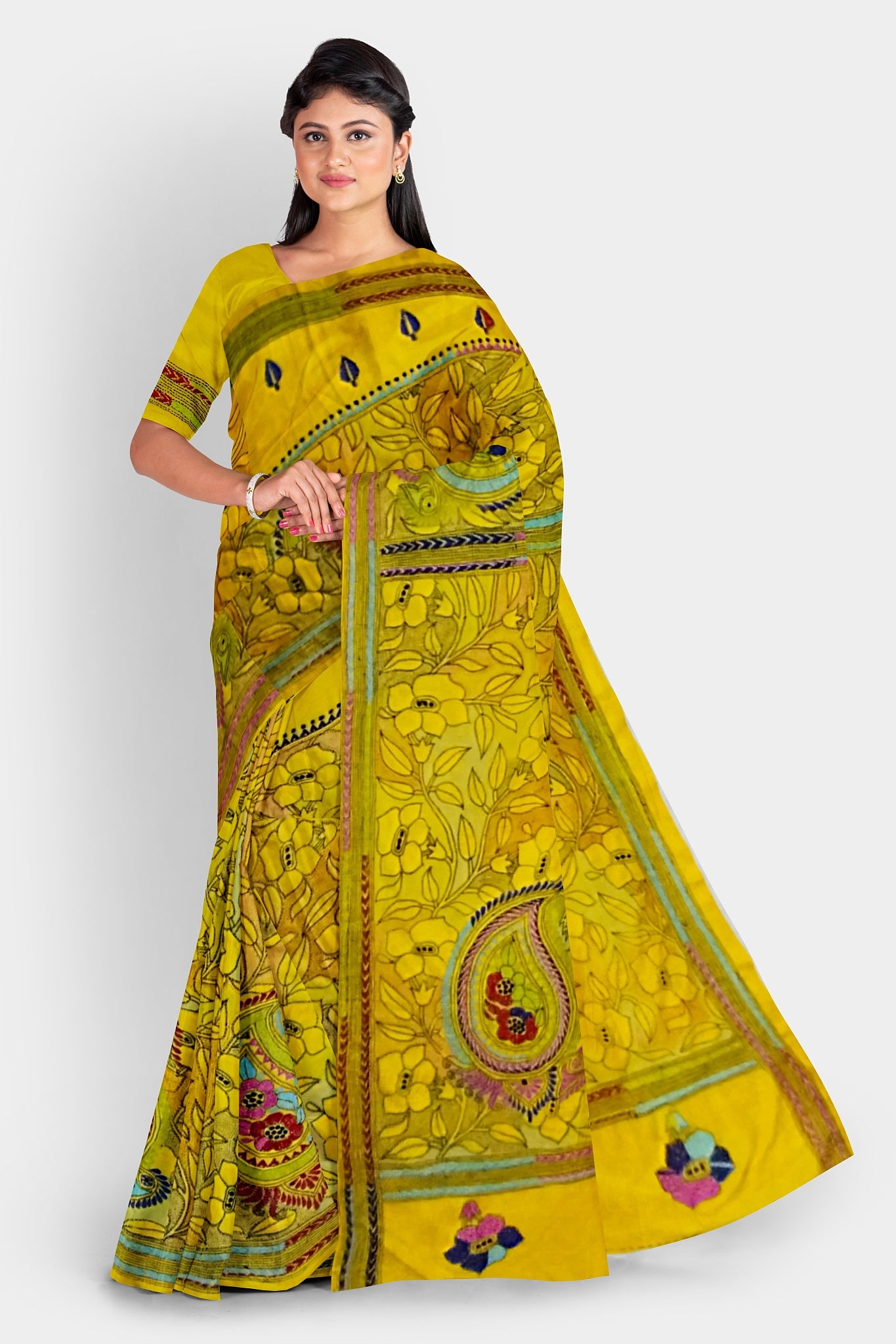 Kantha Stitch: Stylish Blended Silk Saree showcasing Traditional Artistry in Modern Indian Fashion With BP